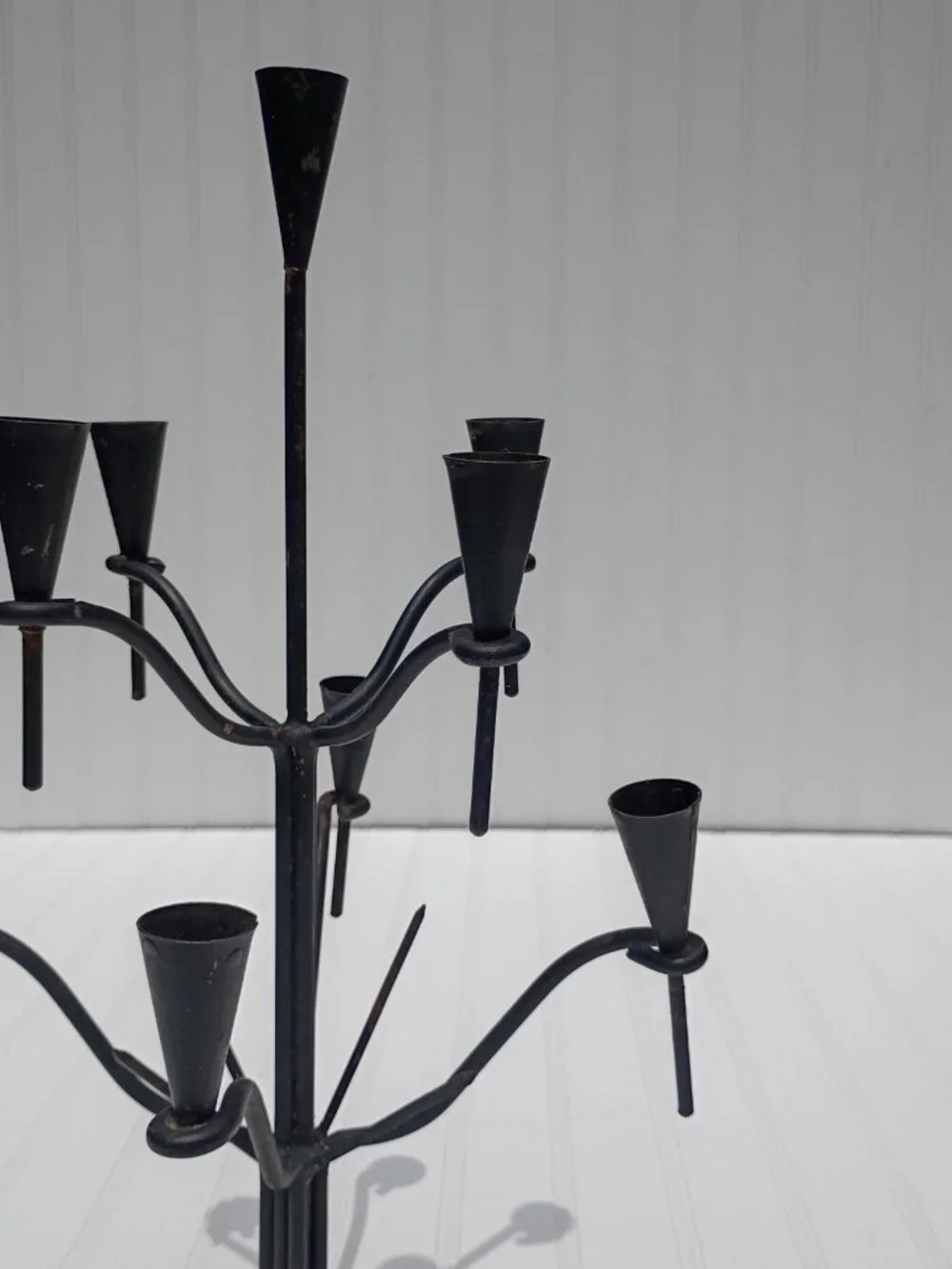 Hand Forged Iron Candelabra 9-Arm Candle Holder Industrial Farmhouse Rustic Vtg
